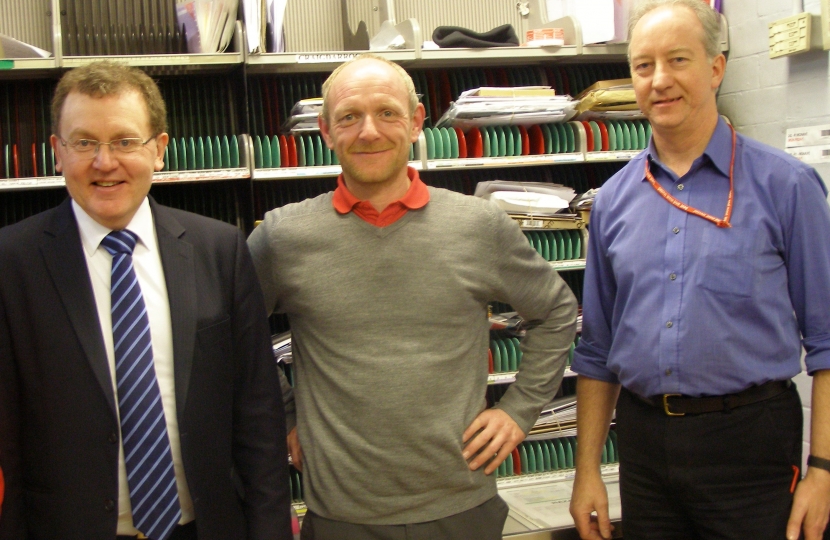 David with Kevin Jackson and John Payne, sorting office manager