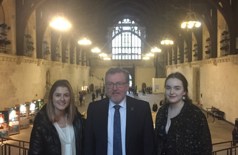 David with Georgie and Mia in Westminster Hall