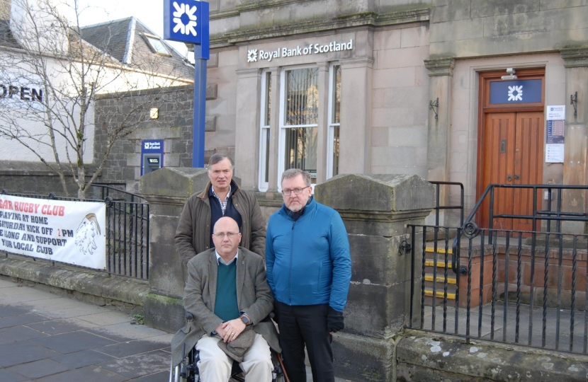 David Mundell with local councillors fighting to save RBS Biggar