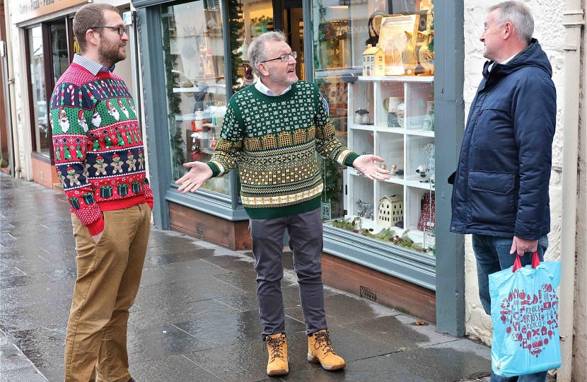 MEETING PLACE . . . local parliamentarians Oliver Mundell and David Mundell chatted to shoppers when they toured constituency towns to promote Small Business Saturday at the weekend