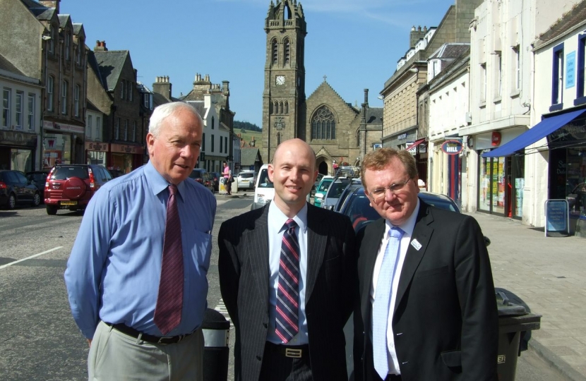 Keith Cockburn with Cllr Gavin Logan and David Mundell MP