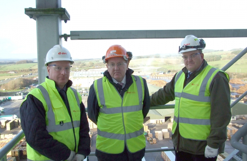 David Mundell with Iain Collison, Production Manager and Rob Lowe, Plant Manager