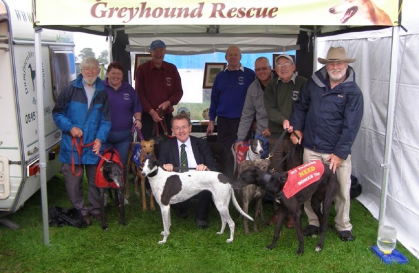 David Mundell MP with Dumfriesshire and Cumbria Greyhound Rescue