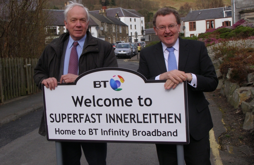 David celebrates arrival of super-fast Broadband with Cllr Gavin Logan