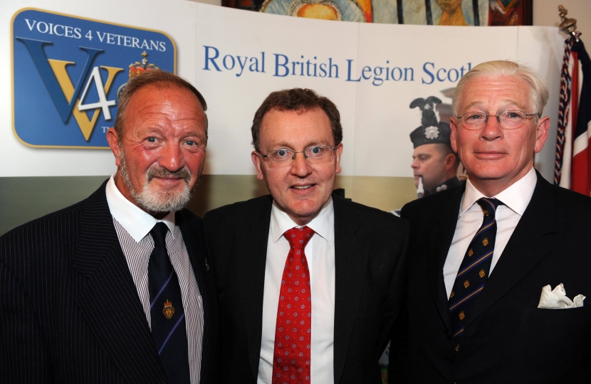Pictured:  (l-r) John Dewar, Chairman of RBLS Annan branch; David Mundell MP; Ro