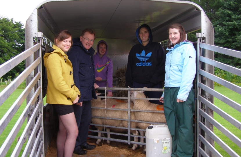 David Mundell with students and members of Thornhill Young Farmers
