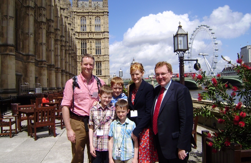 David Mundell MP with Shiona and Robbie Grieve and their three children on the T
