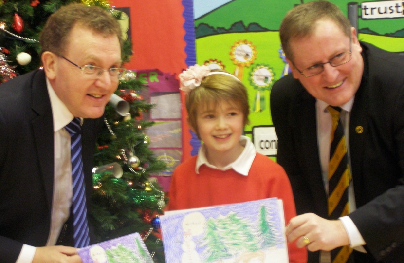 David with Christmas card competition winner, Mia Graham