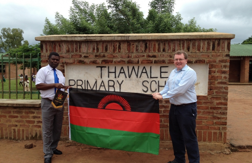 David Mundell with Head Teacher at Thawale Primary School