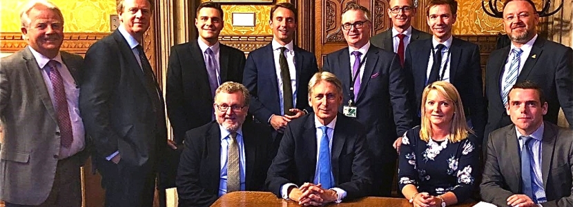 Chancellor Phillip Hammond with Secretary of State for Scotland David Mundell and Scottish Conservative MPs