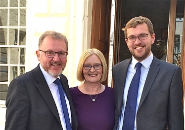 former Scottish Parliament Presiding Officer Tricia Marwick, centre, with David Mundell, MP, left, and Oliver Mundell, MSP