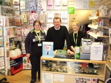 David Mundell at Barnardo’s with charity workers Katy and Beverley