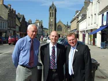 Keith Cockburn with Cllr Gavin Logan and David Mundell MP
