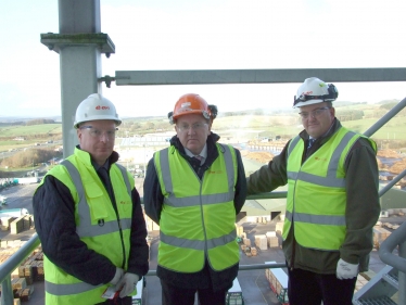 David Mundell with Iain Collison, Production Manager and Rob Lowe, Plant Manager