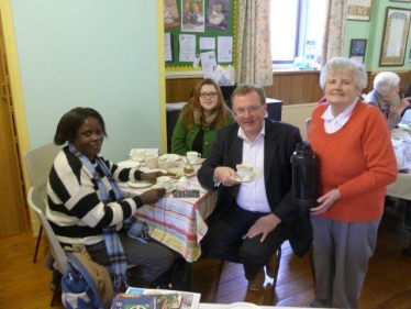 Justine pictured with David Mundell and helpers at the event